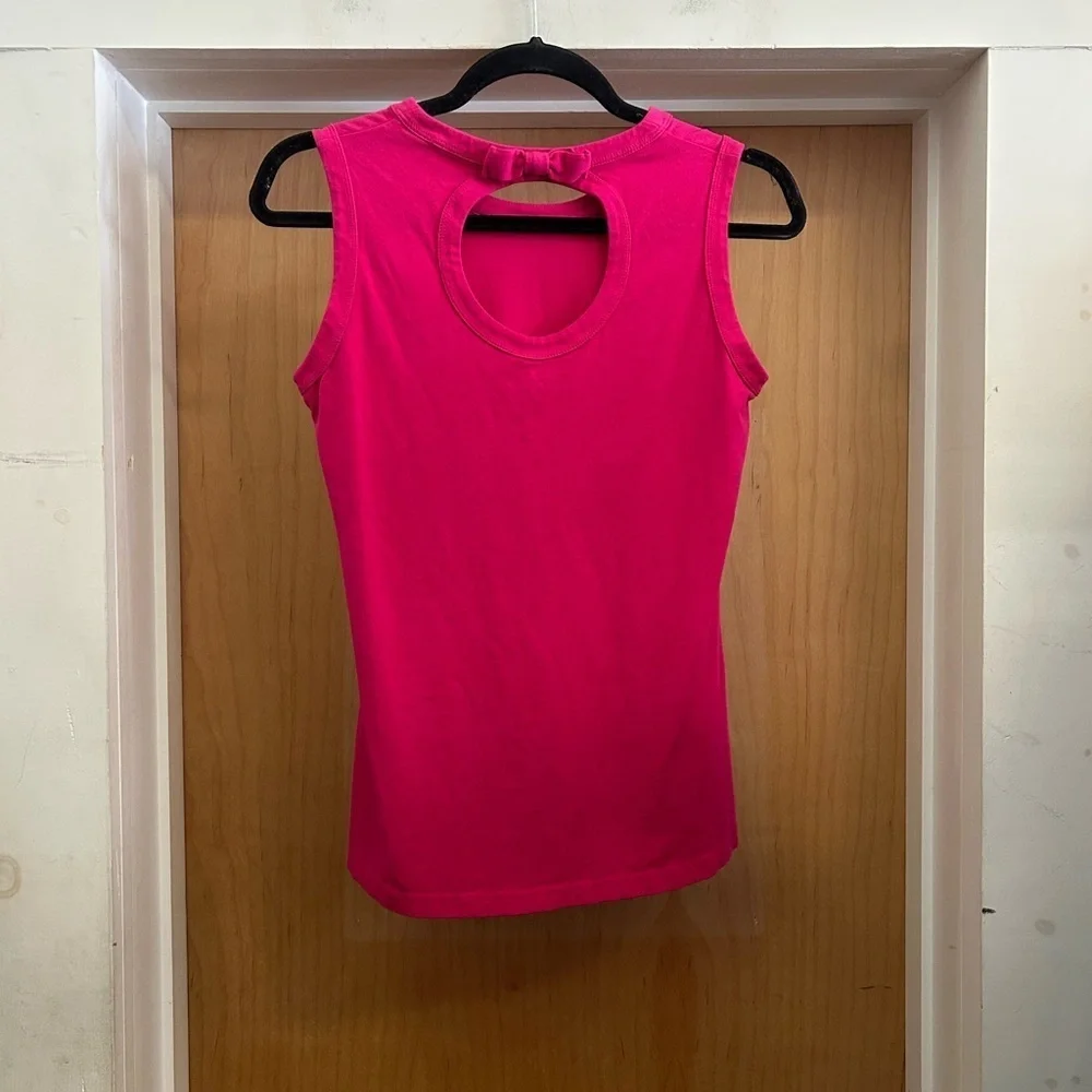 Kate Spade Fuchsia Cotton Blend Tank Top with Back Cut Out - size S